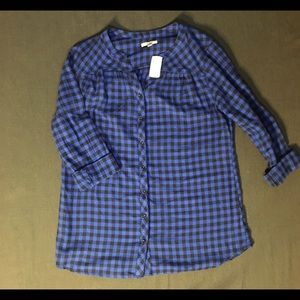 NWT-Croft & Barrow Checkered Long Sleeve Top-L